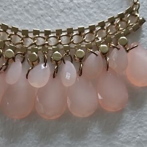 Gold Chain Necklace with Blush Pink Teardrop Stones